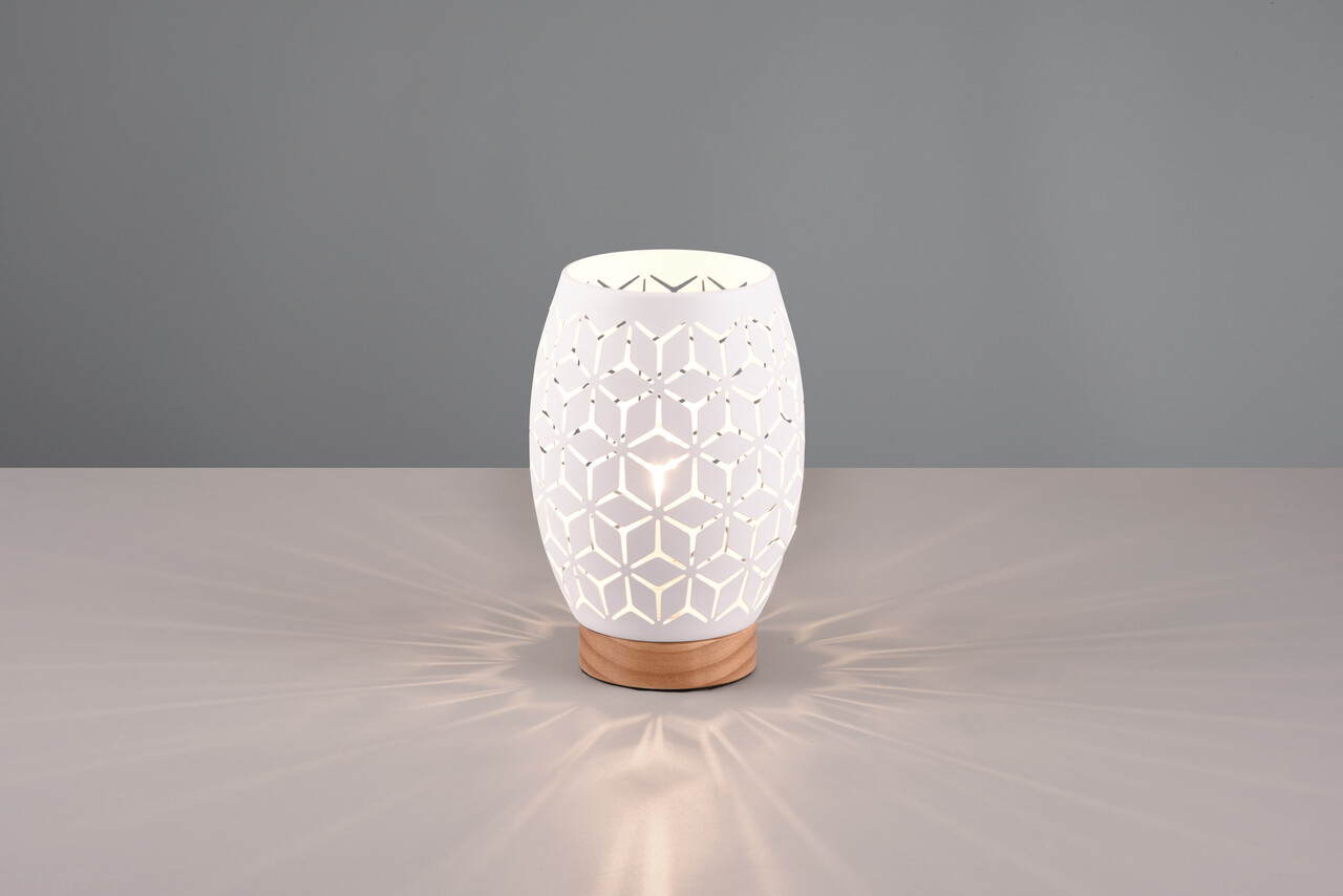 Lampa de masa Bidar, RL, 15x21.5 cm, 28W, 1x E27, metal, alb mat/natur - imagine 3